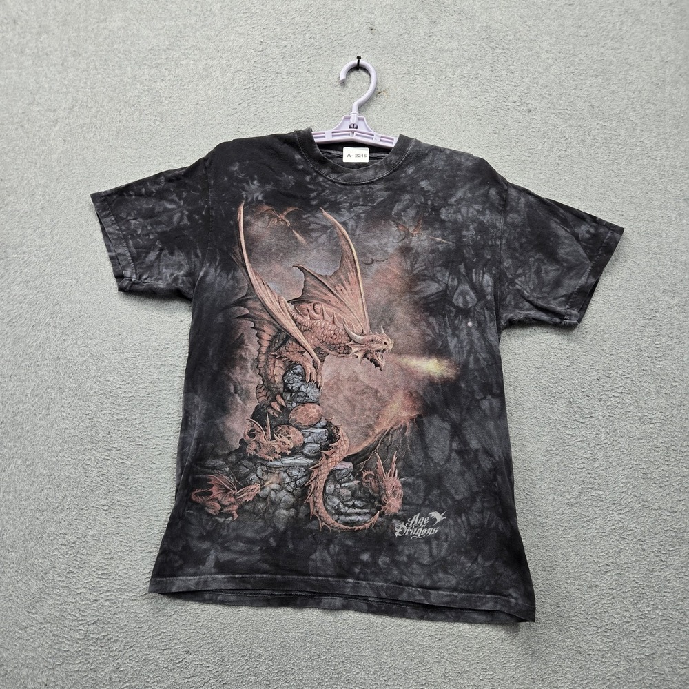 The Mountain Men Shirt M Black Graphic Dragon Logo Short Sleeve Print